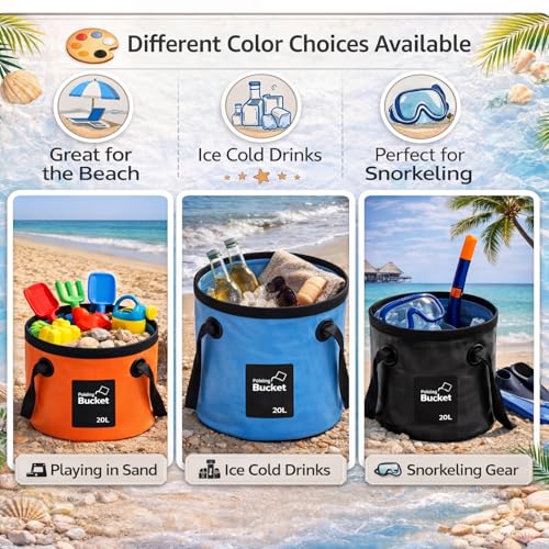 Tessco for you 4 Pack 5 Gallon Collapsible Bucket with Handle Portable Folding Bucket Collapsible Camping Sink Water Container for Hiking Fishing Beach Car Washing