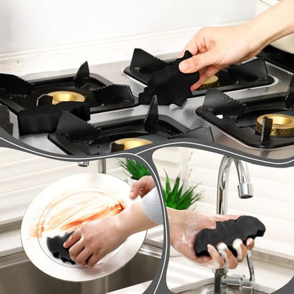Tioncy 12 Pack Bat Sponges Kitchen Bulk Dual Sided Scrubber Gothic Sponges Dishwashing Non Scratch Bat Kitchen Accessories Dish Scouring, Black - color: Black, style: Bat