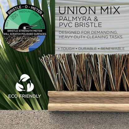 LOLA Deck Scrub Brush, 9" x 3.5" Head w/Palmyra & PVC Bristles for Outdoor Cleaning, Removes Dirt & Grime from Patios, Decks, Grout, 1 CT - size: 1 Count, style: Palmyra & PVC Deck Broom -Steel Handle