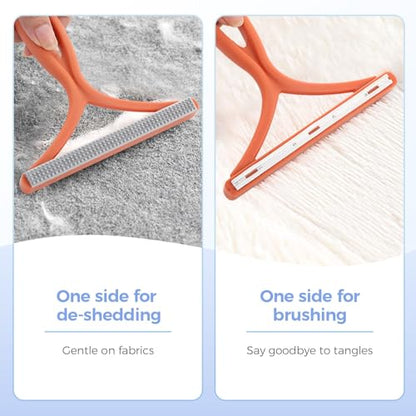 Pet Hair Removal Tool, Portable Fur Remover Brush & Carpet Scraper Rake, Dog & Cat Hair Remover for Couch, Carpet, Car Mats, Pet Bed & Furniture (Blue) - color: Blue