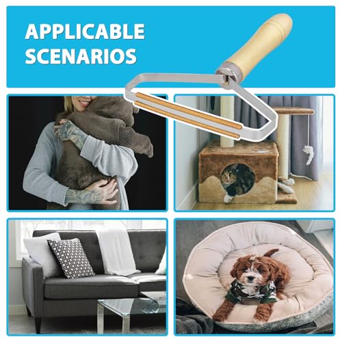 Eaersan 3 in 1 Carpet Rake Kit for Pet Hair Removal Tool - 45” Adjustable Long Handle Pet Hair Remover, Reusable Carpet Scraper Dog Cat Deep Hair Cleaner Remover Tool for Rugs, Mats, Couch, Furniture
