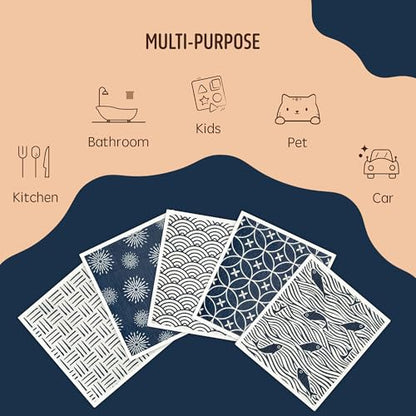 Swedish Dishcloths, 5 Pack Swedish Dishcloths for Kitchen, Super Absorbent, Biodegradable, Quick Drying, Dishwasher Safe - color: 5 Count- Japanese
