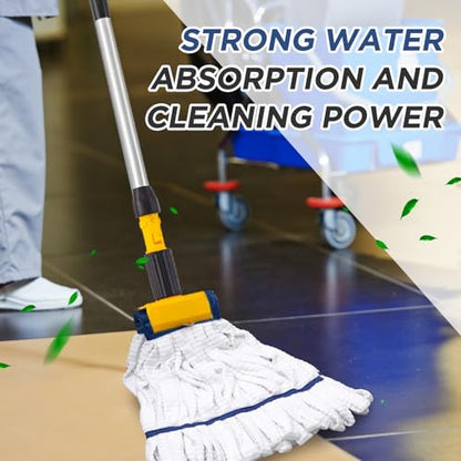 Hushee 12 Pack Large Microfiber Tube Mop Heads 18 oz Heavy Duty Commercial Industrial Wet Mop Head Refill Reusable Machine Washable Looped End Mopheads for Hardwood, Tile, Laminate Floors (White) - color: White