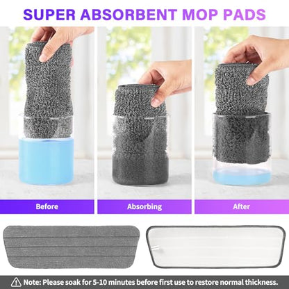 16.5" Microfiber Mop Pads Refills, 3 Pack Reusable Replacement Heads | reusable wet mop refills, machine washable for 14-16 inch spray mops, hardwood floors, dust cleaning & scrubbing - color: 16"grey*3