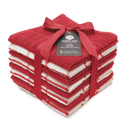 100% Cotton Terry Dish Cloth & Dish Towel, 8 Pack, Super Soft and Absorbent Kitchen Towels, Perfect for Kitchen Cleaning and Dish Washing (RED (Solid and Checks) 8 Pack) - color: Red (Solid and Check) - 8 Pack