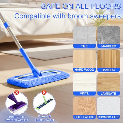 5 Pack Reusable Microfiber Mop Pads - Dry Sweeping Cloths & Wet Mopping Cloths - Washable Wet Pads Refill for Mopping Floors (Mop is not Included), Blue - color: Blue 5-pack