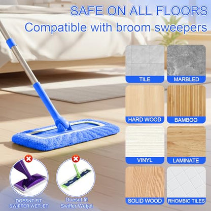 5 Pack Reusable Microfiber Mop Pads - Dry Sweeping Cloths & Wet Mopping Cloths - Washable Wet Pads Refill for Mopping Floors (Mop is not Included), Blue - color: Blue 5-pack