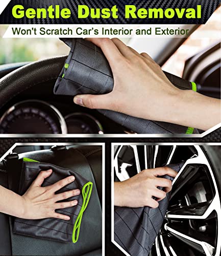 Airlab Carbon Microfiber Towels for Car Glass Window Polishing Cleaning Cloth Auto Detailing Lint Free Streak Free Drying Car Wash Large Towel, Pack of 2, 20" x 16", Grey-Green - color: 20 X 16 Inch, Pack of 2, Grey-green