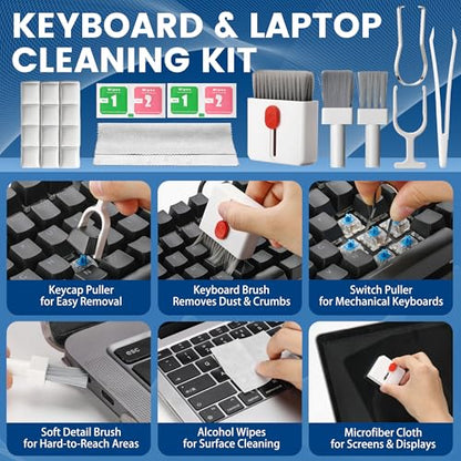2026 Upgrade Phone Cleaning Kit 57PCS, iPhone Cleaning Kit, Airbud Cleaning Kit for AirPods, Keyboard Cleaning Kit, Charging Port Cleaner for Apple Lightning/Android USB-C (White, with 10 Mini Brush) - color: White (57PCS)