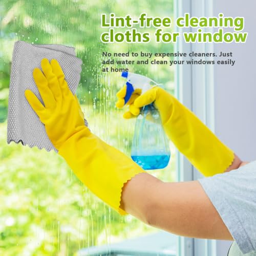 HOMEXCEL Grey Microfiber Glass Cleaning Cloths-6PK, 16"x14" Lint Free Window Cleaning Cloth, Glasses, Mirrors, Screens, Stainless Steel, Premium Microfiber Wipes for Cleaning, Glass and Window Cleaner - color: Grey