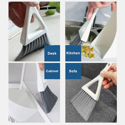 Dust Pan Broom Brush Dustpan -Mini Broom and Dustpan Combo Set, Handheld Sweeper Cleaning for Tables, Keyboards, Guinea Pig Cage, and Cat Litter, etc. (White) - color: White
