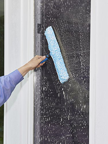 Unger Professional 14” Performance Grip Window Cleaner Scrubber, Gently Clean Mirror and Glass Surfaces Without Scratching, Reusable Microfiber Sleeve, Effective Cleaning Supplies - size: 14", style: Striped Scrubber