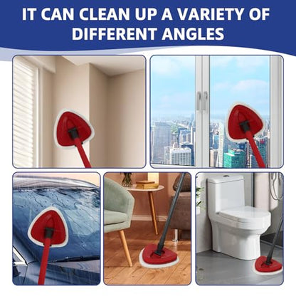 Flat Mop Head Replacements, Microfiber Mopping Pads Refills, 10-Pack Spin Mop Pads + 1 Plastic Pad &1 Scrape for Floor, Wall & Ceiling Cleaning - Fits EasyWring & RinseClean Systems - size: 10Pads+1Base+1Scrape