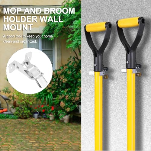 Broom Organizer Wall Mount and Mop Holder 10pcs Set Heavy Duty Iron Construction Wall Mounted Grippers with Hooks for Home Cleaning and Storage Organization