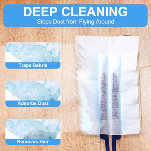 Duster Refills,Disposable dusting Brush Set Compatible with Swiffer Duster Refills for Furniture,Ceiling Fans, Electronics Multisurface Dusters with 4X Microfibers, Unscented (Blue, 40 PCS)