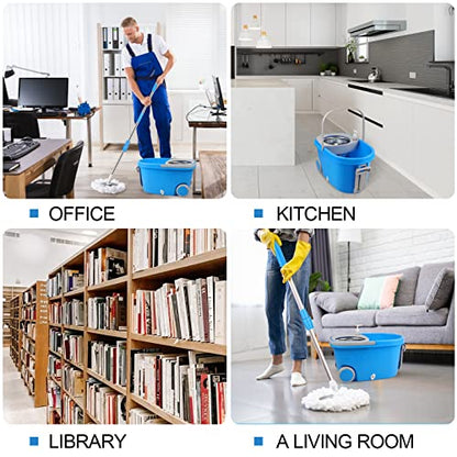 Spin Mop and Bucket with Wringer Set on Wheels, 360° Spinning Mop Bucket System with 3 Microfiber Mop Replacement Heads and 61" Stainless Steel Adjustable Handle for Floor Cleaning (25QT) - color: Blue-2