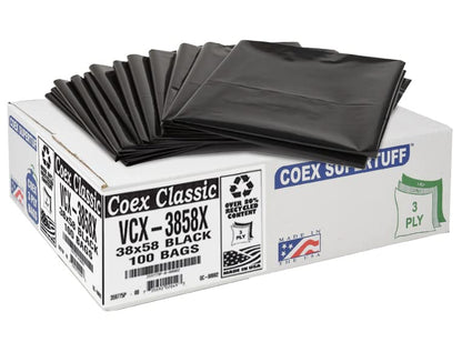 Aluf Plastics 55-60 Gallon Trash Bags - 1.5 MIL (eq) Black Heavy Duty Trash Can Liners - 38" x 58" - Pack of 100 - For Contractor, Industrial, Commercial, & Outdoor - style: 55-60 Gal, 1.5 Mil Equiv, 100 Count