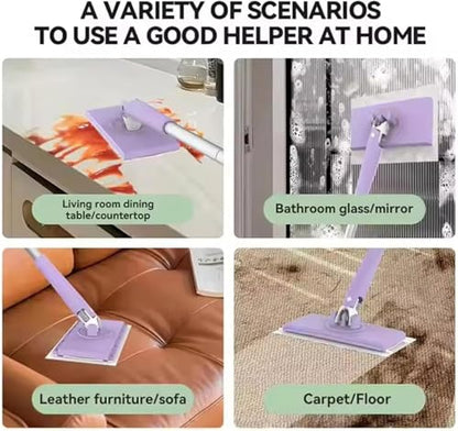 Hands Free Multi Purpose Flat Mop - Lazy Cleaning & Face Towel, Snap Grip MiniMop, Long Handle Dry Wet Use Lazy DustMop for Hardwood & Tile Floor Cleaning (Purple) - color: Purple