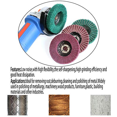 FPPO 5Pcs 4.5" x 7/8" Nylon Fiber Flap Disc Polishing Grinding Wheel,Scouring pad Buffing Wheel for Angle Grinder, Polishing Tools (Grit 120) - style: grit 120