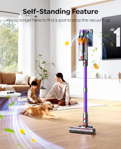 Cordless Vacuum Cleaner, 70Mins 650W 55KPA Vacuum Cleaners for Home, Self-Standing Stick Vacuum with Auto Mode, Anti-Tangle Wireless Vacumm, Scented, Vacuum Cordless for Pet Hair/Carpet/Floor
