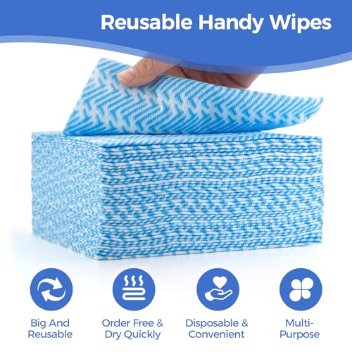 Reusable Cleaning Towels, Multi-Purpose Handy Towel, Blue Handi Wipe Reusable Cloths, Disposabel Dry Kitchen Wipes, Dish Cloths, Durable, Absoebent,Dry Quickly, 50 Count - color: Blue,50 Pcs
