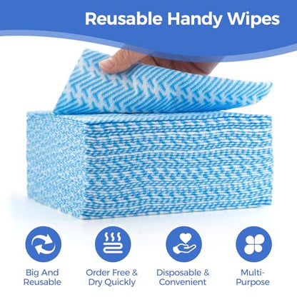 Reusable Cleaning Towels, Multi-Purpose Handy Towel, Blue Handi Wipe Reusable Cloths, Disposabel Dry Kitchen Wipes, Dish Cloths, Durable, Absoebent,Dry Quickly, 50 Count - color: Blue,50 Pcs
