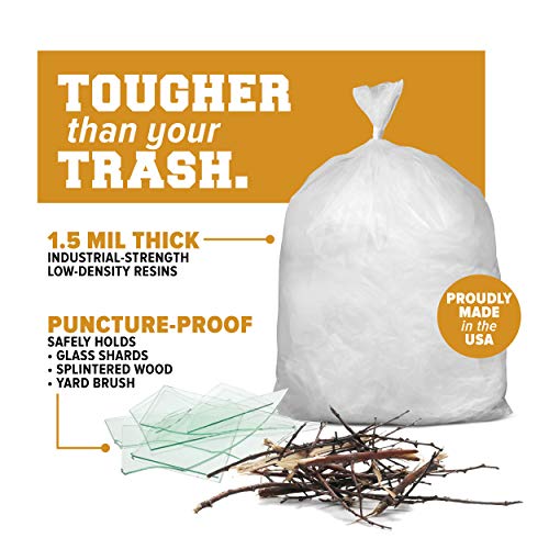Plasticplace 64-65 Gallon Trash Can Liners for Toter │ 1.5 Mil │ Clear Heavy Duty Garbage Bags │ 50” X 60” (50Count) (W65LDCTL) - color: Clear