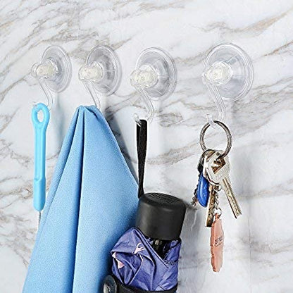 1st Choice 6 Pack Clear Plastic Suction Cup Hooks, Ultra Heavy Duty, Strong Power Lock, Vacuum Traceless, Smooth Waterproof Oil-Proof Wall Shower Kitchen Window Bathroom Holder - size: 6 Pieces
