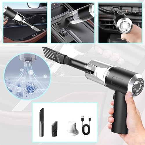 BLOWEST Handheld Car Vacuum Cleaner, 120W High Power Mini Handheld Vacuum, Rechargeable Portable Vacuum Cleaner with 2 in 1 Suction Nozzle for Home, Office and Car Cleaning (Black)