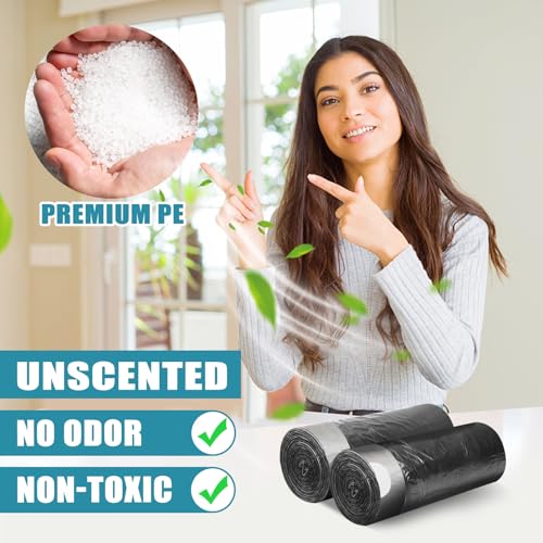 Small Trash Bags, 100 Count 4 Gallon Trash Bags Drawstring, Tear-Free Small Garbage Bags, Black Trash Bags Unscented for Bathroom Kitchen Office Bedroom - color: Black, size: 100 Count (Pack of 1)