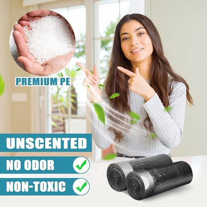Small Trash Bags, 100 Count 4 Gallon Trash Bags Drawstring, Tear-Free Small Garbage Bags, Black Trash Bags Unscented for Bathroom Kitchen Office Bedroom - color: Black, size: 100 Count (Pack of 1)