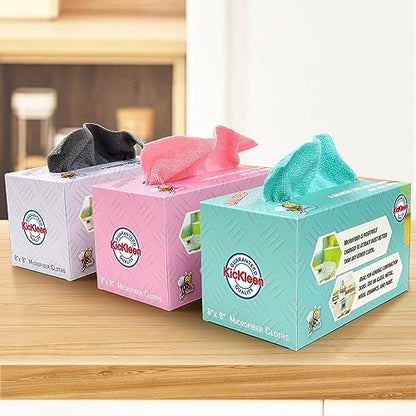 Microfiber Cleaning Cloth, Lint-Free Shop Towels Reusable, Bulk Rags in a Box for Home, Kitchen and Car, 8 Inch x 8 Inch,40 Pack with Box (Pink) - color: Pink