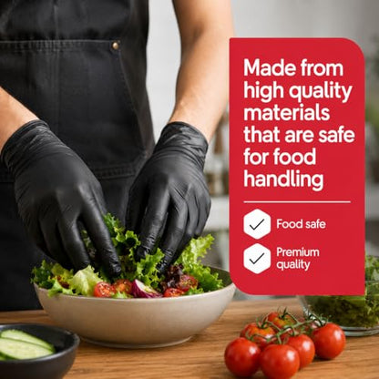 Inspire Black Nitrile Gloves | THE ORIGINAL Quality Black Gloves Disposable Latex Free | 4.5 Cooking - size: Small, style: Nitrile-vinyl Blend