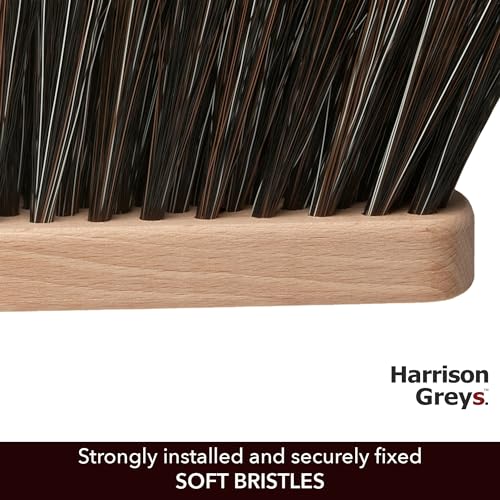 11.2" Hand Broom Soft Bristles Cleaning Brush, Dusting Brush with Wooden Handle, Handheld Car Broom, Small Counter Dust Brush, Bench Brush, Clothes Brush - size: 11.2"