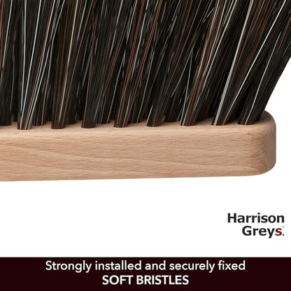 11.2" Hand Broom Soft Bristles Cleaning Brush, Dusting Brush with Wooden Handle, Handheld Car Broom, Small Counter Dust Brush, Bench Brush, Clothes Brush - size: 11.2"