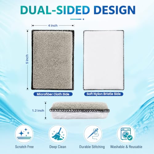MAQIHAN Microfiber Applicator Pad - 4PCS Microfiber Pads Detailing Sponge, 5x4 Inch Car Interior Detailing Kit for Leather Sofa Shoes Bags, Car Wash Sponge for Household Cleaning