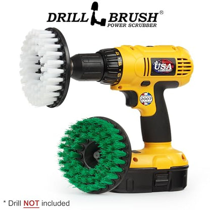 Drill Brush - Kitchen Tools - Grout Cleaner - Large Spin Brush Kit - Clean Stove, Oven Rack, Sink, Tile, Counter, Cabinets, Floors - Glass Cleaner - Upholstery, Leather, Fabric, Vinyl - Carpet Cleaner - color: Green / White