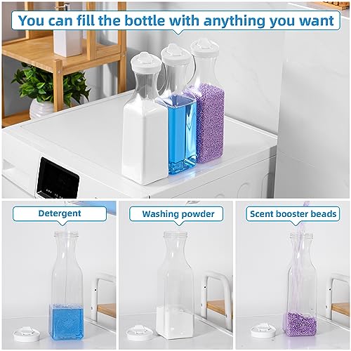 Laundry Detergent Dispenser,54oz Fabric Softener Dispenser,Plastic Liquid Laundry Detergent Container,Laundry Detergent Organizer for Laundry Room Organization with 4 Labels,3 Pack,White - color: White