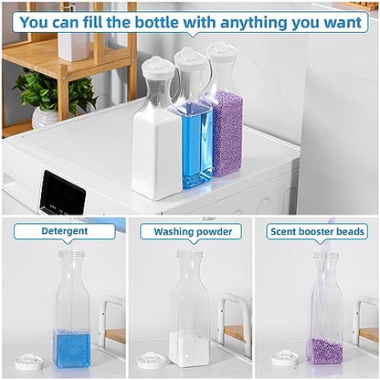 Laundry Detergent Dispenser,54oz Fabric Softener Dispenser,Plastic Liquid Laundry Detergent Container,Laundry Detergent Organizer for Laundry Room Organization with 4 Labels,3 Pack,White - color: White