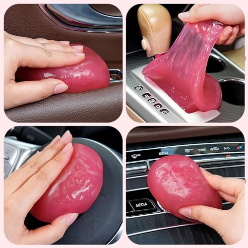 TeSabMi Car Cleaning Gel Car Cleaning Putty Car Putty Car Interior Cleaner Car Slime Car Detailing Kit Car Accessories Gifts for Dad Men Him Women Stocking Stuffers Pink - color: Pink
