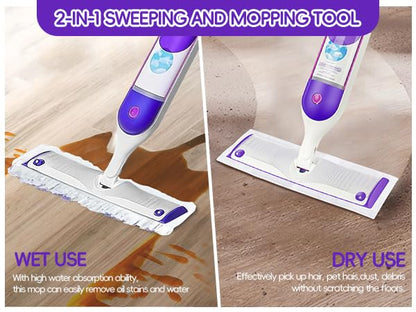 Pure Realm 32 Count Disposable Power mop Refills for Swiffer Power Mop Multi-Surface and PowerMop Wood , Unscented Powermop Clean Replacement Mopping Pad - color: Purple 32 Mop Pads