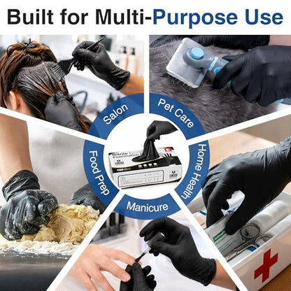 Schneider Medical Black Nitrile Exam Glove, Latex Free Powder Free Disposable Gloves for Cooking, Cleaning, and Food Prep - size: Medium