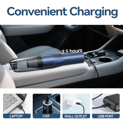 Handheld Vacuum Car Vacuum, 2 in 1 Air Duster Mini Vacuum Cleaner Small Portable Rechargeable Car Seats, Home, Quick Cleanup, Strong Suction, Lightweight, Includes Crevice Nozzle & Brush -H2 - color: Blue Gray, style: H2 2-in-1 Air Duster/Blower