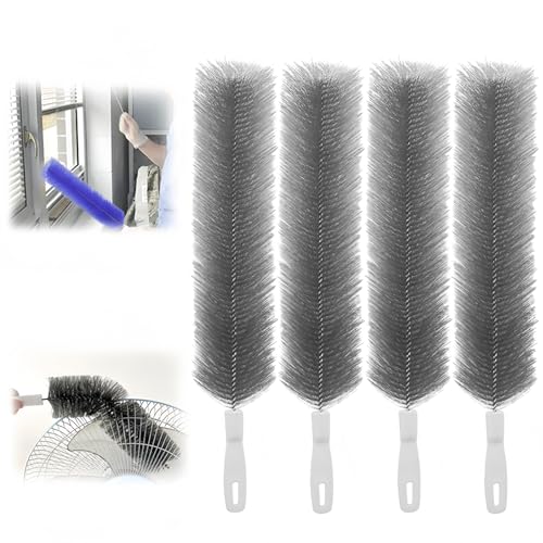 Bendable Microfiber Head, 2026 Upgraded Fan Cleaner Brush Reusable Dust Remover Washable ldeal for Electric Fans Air Conditioning, Home Car Vents, Curtain (Gray 4 Pcs) - color: Gray 4 Pcs