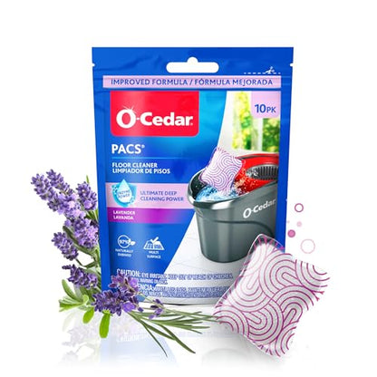 O-Cedar EasyWring Microfiber Spin Mop & Bucket Floor Cleaning System + 2 Extra Mop Head Replacements with Lavender Pac (Variety Pack) - size: EW + 2 Refills W/Lavender PACS