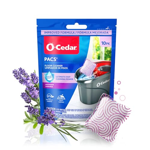 O-Cedar EasyWring Microfiber Spin Mop & Bucket Floor Cleaning System + 2 Extra Mop Head Replacements with Lavender Pac (Variety Pack) - size: EW + 2 Refills W/Lavender PACS