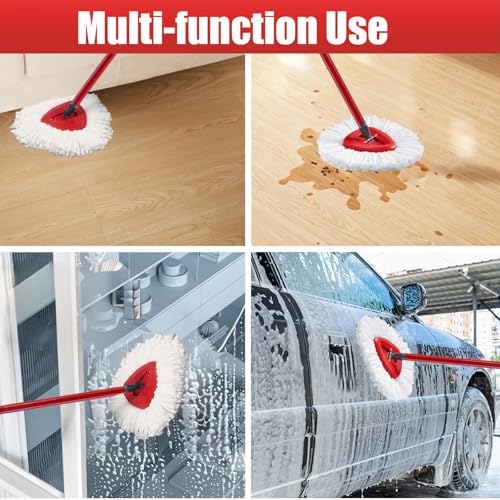 Spin Mop Replacement Head for OCeda EasyWring Microfiber Spin Mops, 2 Microfiber Mop Refills 4-Section 30-to-58 inch Mop Replacement Stick and 1 Base Combo Set (White(1 Tank System) - size: 1 Handle+1 Base+2 Refills