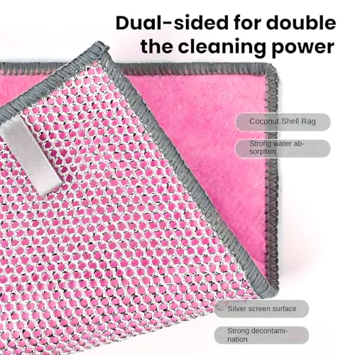 Multifunctional Non-Scratch Wire Dishcloth, 10PCS Double Layer Multipurpose Wire Dishwashing Rags for Wet and Dry, Dish Cloths for Washing Dishes, Stovetops, Kitchen Countertops with Ease - size: 10-PCS Multi-Function
