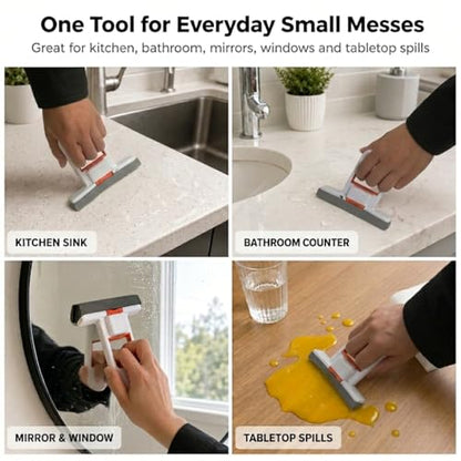 Foldable Self-Squeezing Mop, 2-Pack with 4 Washable Heads, One-Hand Wringing for Kitchen & Bathroom, Portable Floor Cleaner for Small Spaces, Apartments, RVs (Orange & Black)