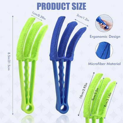 2 Pcs Blind Cleaner Duster Tool, Window Blind Duster Brush with 6 Microfiber Sleeves, Blinds Cleaner Tool for Window Blinds, Car Air Condition, Exhaust Vent